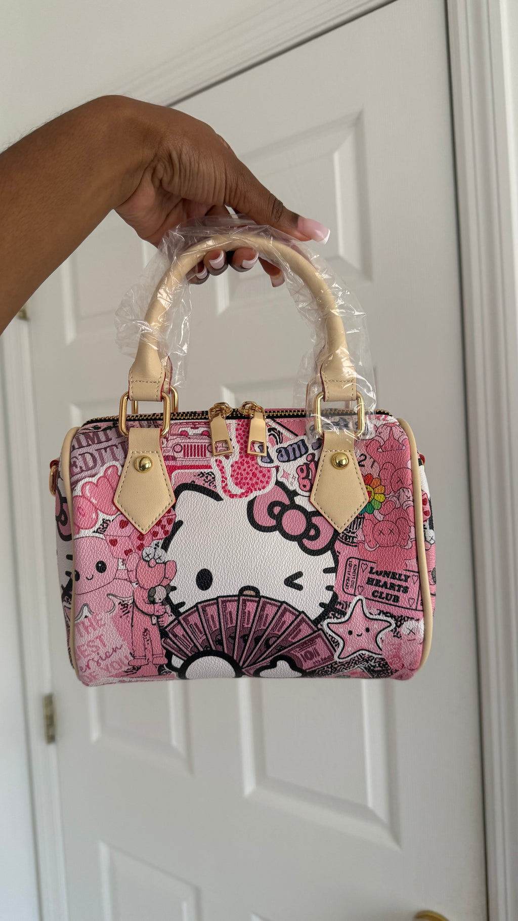 Pink HK Graphic Pillow Bag
