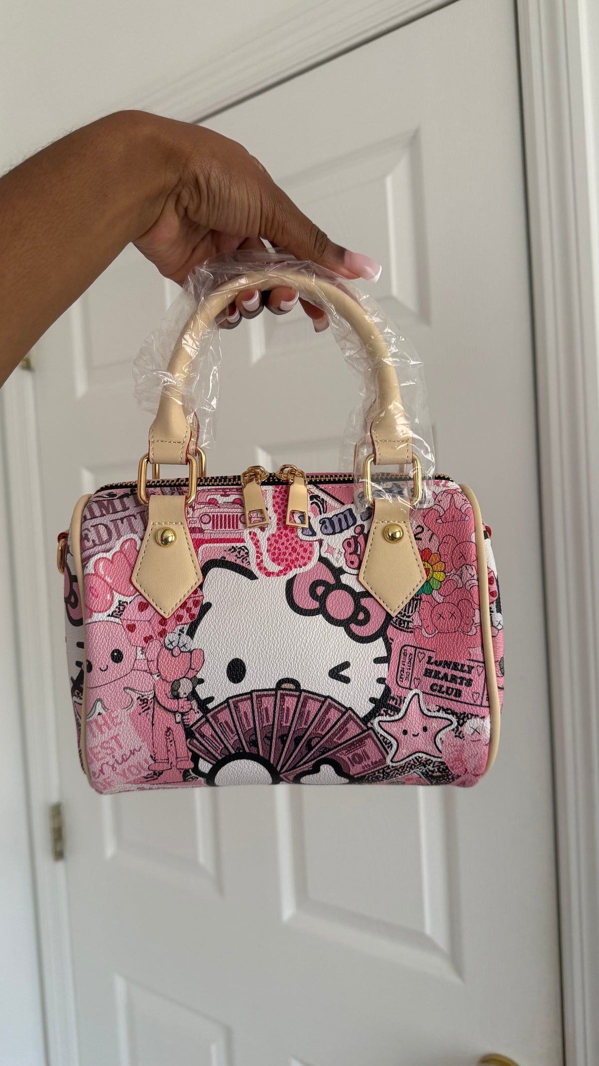 Pink HK Graphic Pillow Bag